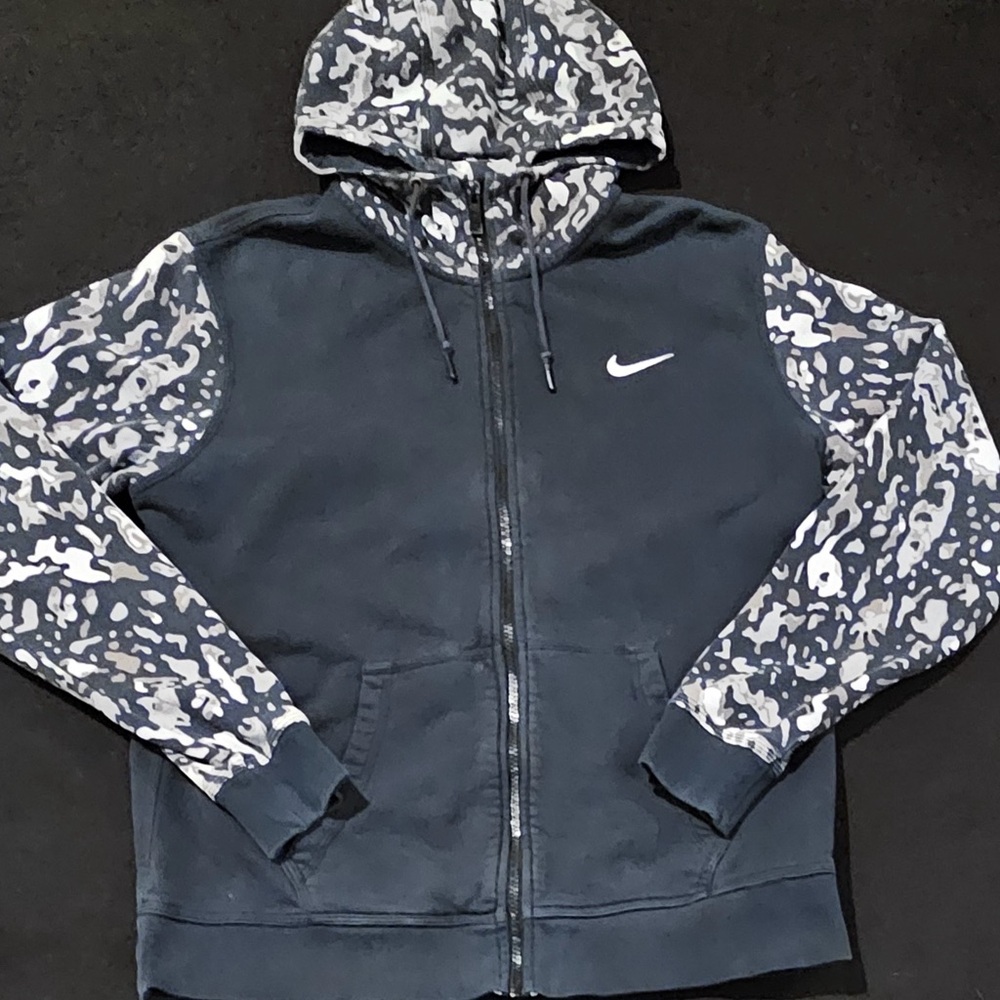 Nike Full Zip Camo Sleeves Swoosh warm up jacket Vintage Mens Size Large